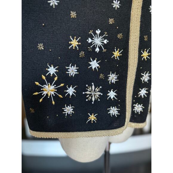 Vintage 80s 90s Snowflake Sweater Zip Vest Fall Winter Christmas Party Festive - Picture 6 of 14